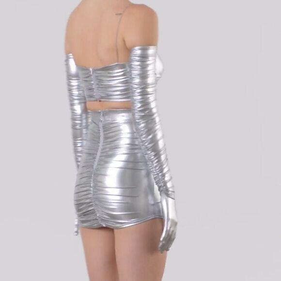 Alex Perry Bauer Ruched Bralette Silver - Picture 6 of 6